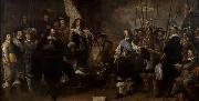 Govert flinck Schutters van de compagnie van kapitein Joan Huydecoper en luitenant Frans Oetgens van Waveren bij het sluiten van de Vrede van Munster oil painting